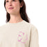 T-shirt Dames Vaude Redmont Heavyweight beige met roze motief, comfortabel en stijlvol voor fietsen