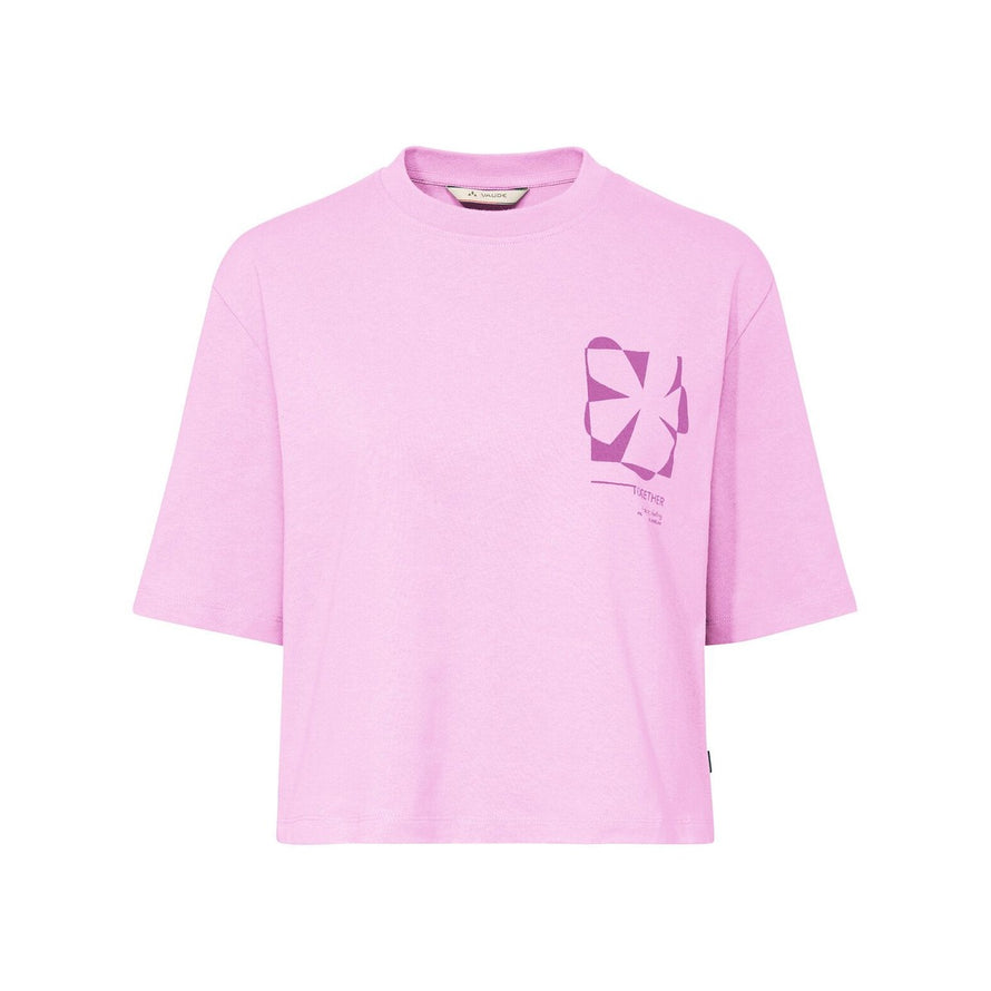T-shirt Dames Vaude Redmont Heavyweight lichtroze met grafisch patroon, urban stijl en optimaal comfort