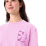 T-shirt Dames Vaude Redmont Heavyweight roze met modern grafisch patroon, van biologisch katoen, ideaal voor fietsen en comfort