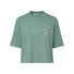 T-shirt Dames Vaude Redmont Heavyweight groen met modern grafisch patroon, comfortabel en ideaal voor fietsen