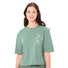 T-shirt Dames Vaude Redmont Heavyweight groen met helder grafisch patroon, comfortabel en stijlvol voor fietsen