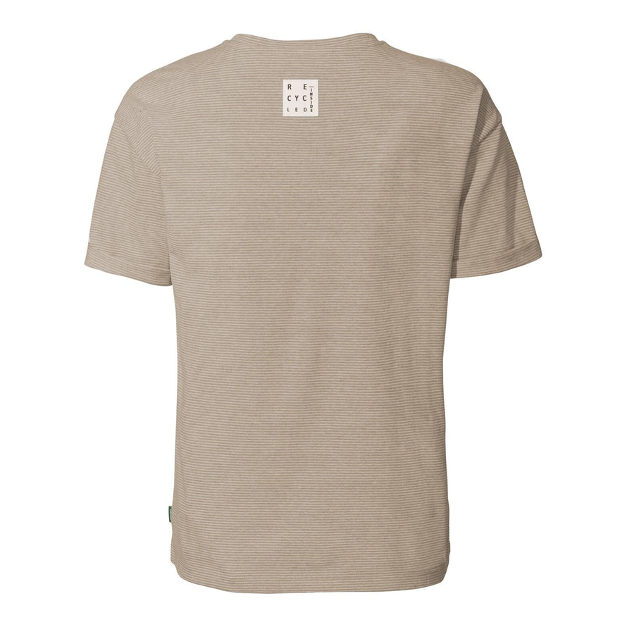 Dos du t-shirt femme Vaude Mineo Striped beige rayé en coton léger, idéal pour cyclisme et confort au quotidien