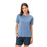 T-shirt femme Vaude Mineo Striped bleu en coton bio léger, parfait pour cyclisme et sorties outdoor
