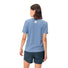 T-shirt femme Vaude Mineo Striped bleu rayé en coton bio, léger et confortable pour cyclisme et loisirs