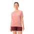 T-shirt femme Vaude Mineo Striped rose pâle en coton écoresponsable, léger et confortable pour cyclisme et loisirs