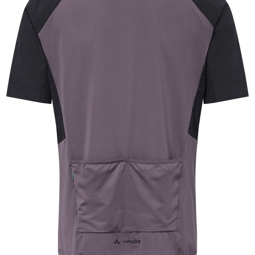 T-shirt vélo homme Vaude Kuro II gris et noir avec poches arrière fonctionnelles et tissu technique