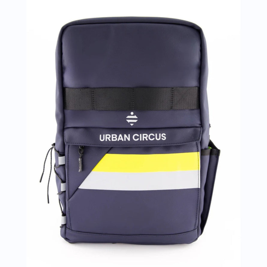 Sac a dos convertible Escaper Urban Circus bleu jaune avec rangement organise pour cyclistes urbains