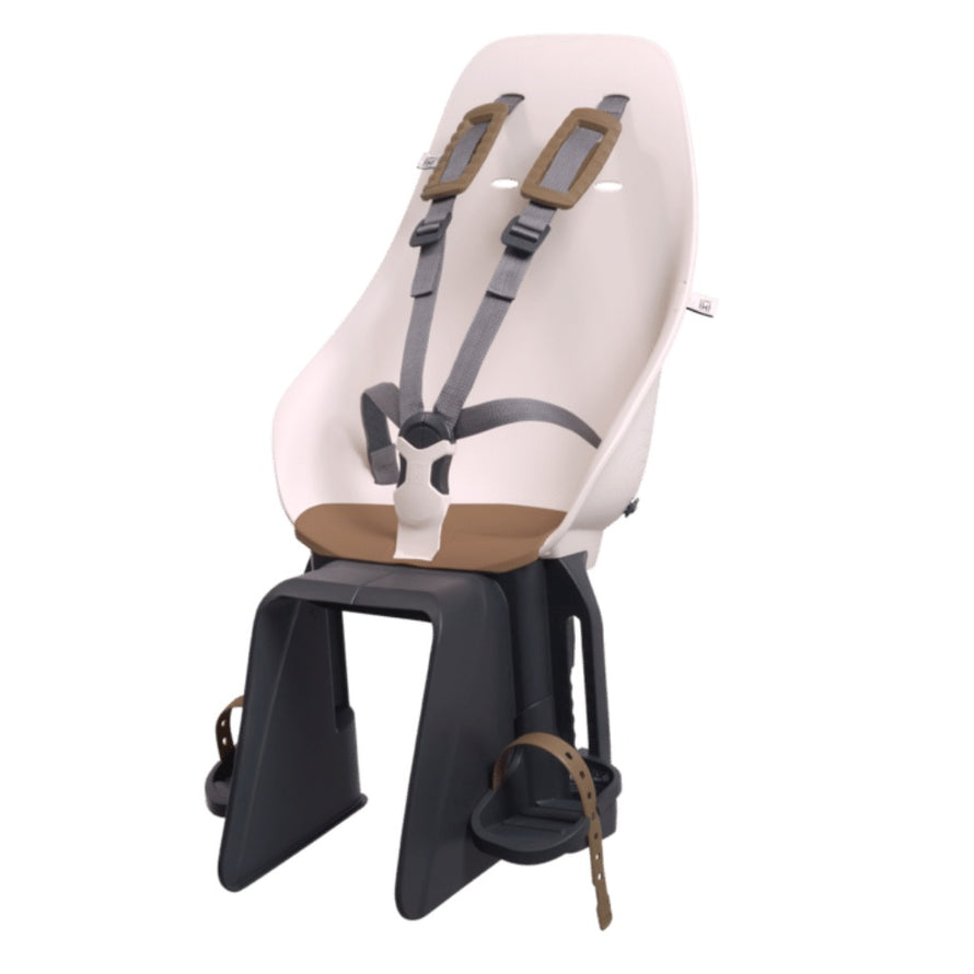 siège vélo enfant arrière sur porte-bagages Urban Iki rose et marron