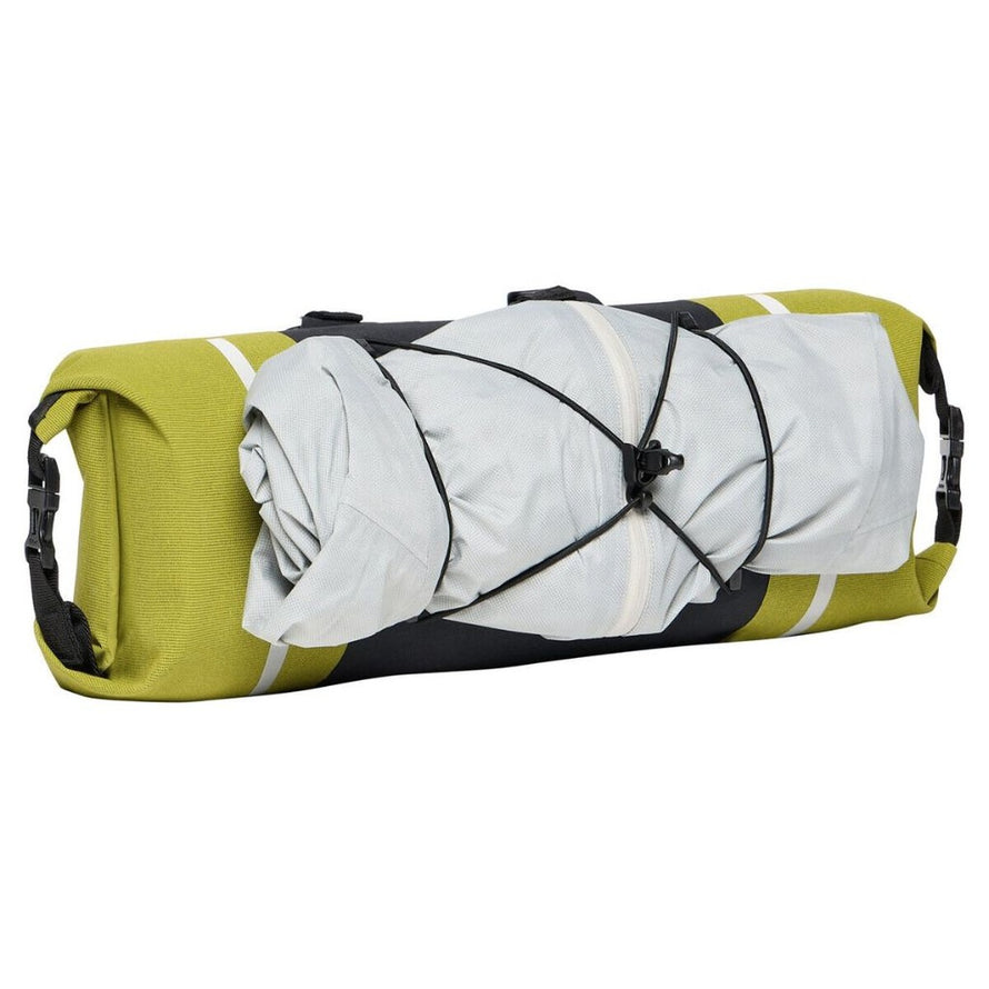 Sacoche de guidon Trailfront Compact Vaude en olive, idéale pour transporter l'essentiel lors de vos sorties vélo