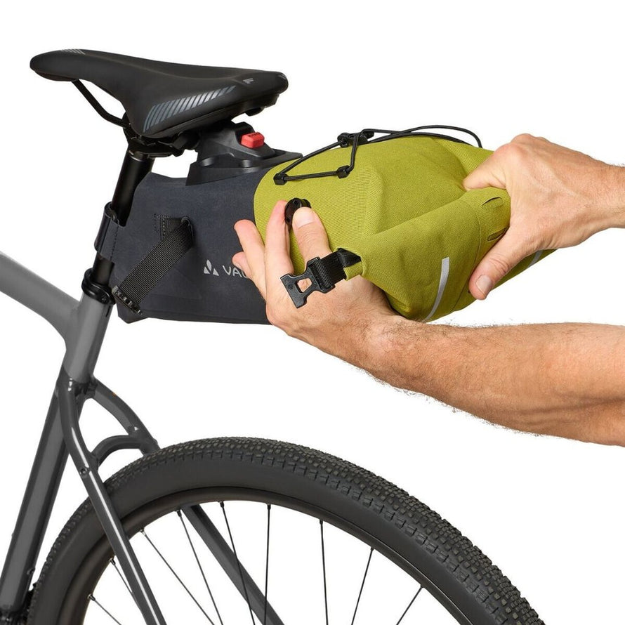 Sacoche de selle Trailsaddle Vaude vert olive, pratique et étanche pour cyclisme et rangement sous selle