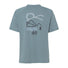 T-shirt Femme Vaude Cyclist Casual bleu avec motif nature, montagne et vélo au dos, style décontracté et écologique