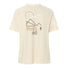 T-shirt Femme Vaude Cyclist Casual beige avec motif nature, montagne et vélo au dos, style décontracté et écologique