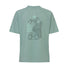 T-shirt Vaude Cyclist Casual Femme vert avec motif vélo et paysage montagne au dos, style casual et écologique