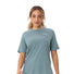 T-shirt Femme Vaude Cyclist Casual bleu avec motif montagne et vélo, style décontracté et écologique