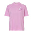 T-shirt Vaude Cyclist Casual Femme rose avec logo montagne stylisé sur poitrine, style féminin et confortable