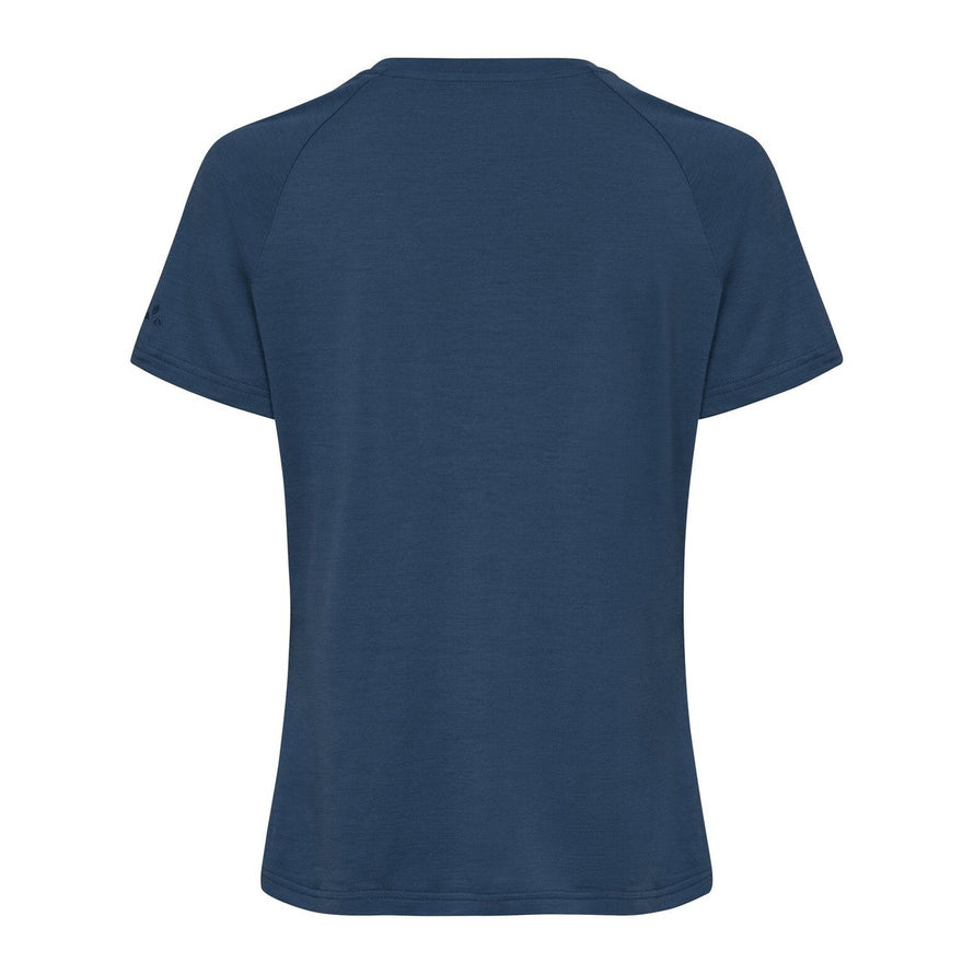 Essentiële wollen T-shirt voor dames Vaude donkerblauw, perfect voor comfort en prestaties op de fiets