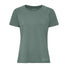 T-shirt Essential van wol voor dames Vaude saliegroen, ademend en comfortabel voor het fietsen