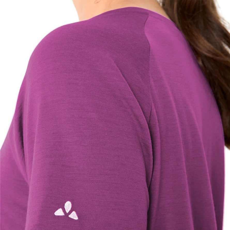 T-shirt Femme Vaude Essential merinos fushia, doux et respirant pour cyclisme et activités outdoor