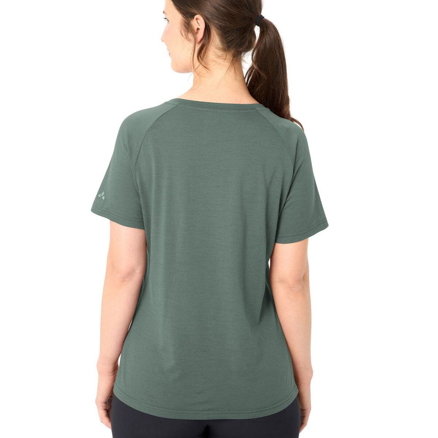 T-shirt Dames Vaude Essential van natuurlijke merinowol, ademend en comfortabel voor het fietsen