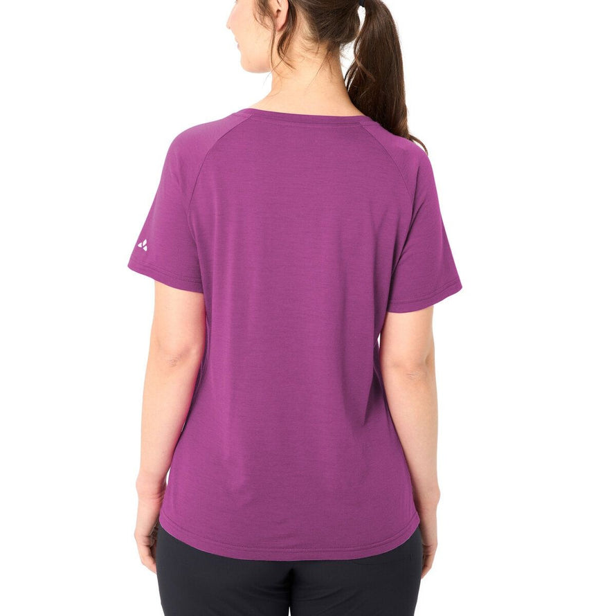 T-shirt dames Vaude Essential merino lichtpaars, comfortabel en ademend voor het fietsen