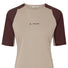 T shirt gravel femme Vaude Kuro II manches courtes beige et marron, respirant et confortable pour velo