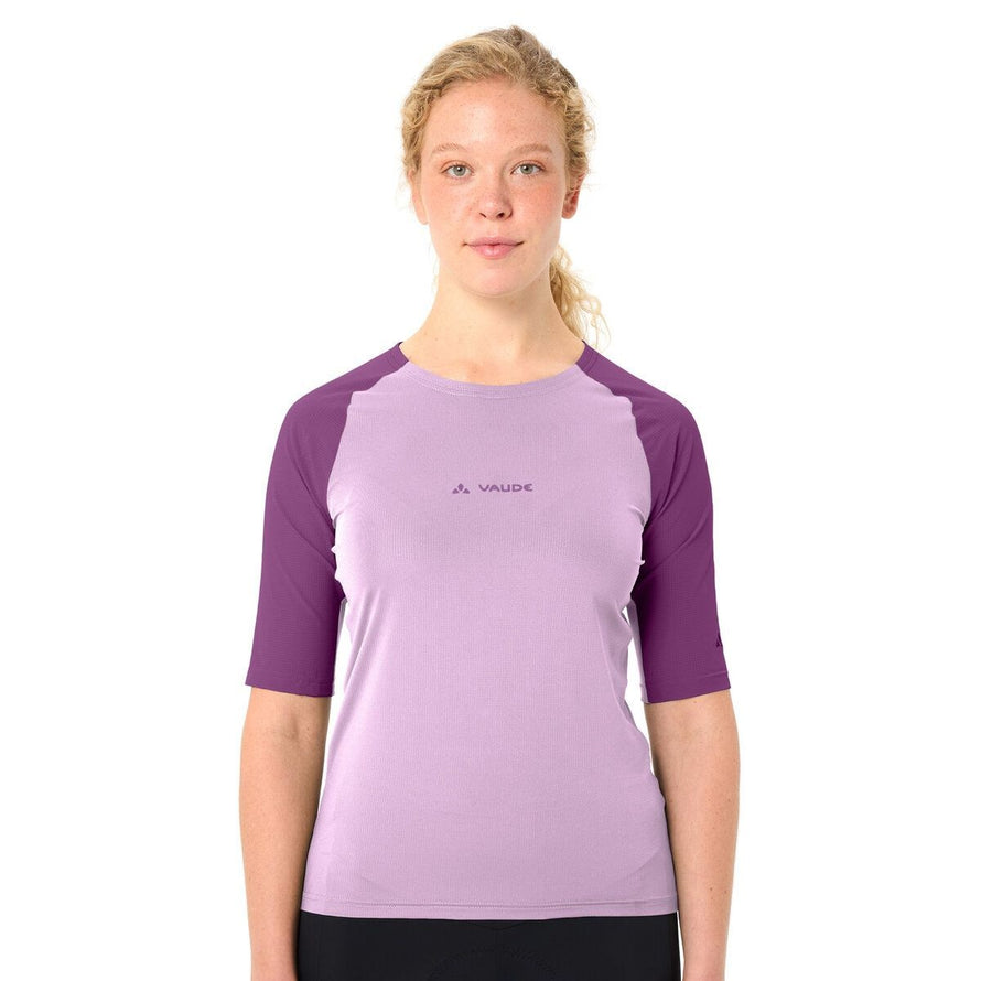 Tshirt gravel femme Vaude Kuro II manches courtes violet, technique et respirant pour velo
