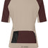 T shirt gravel femme Vaude Kuro II beige bordeaux avec poches arrières zippées, respirant et confortable pour vélo