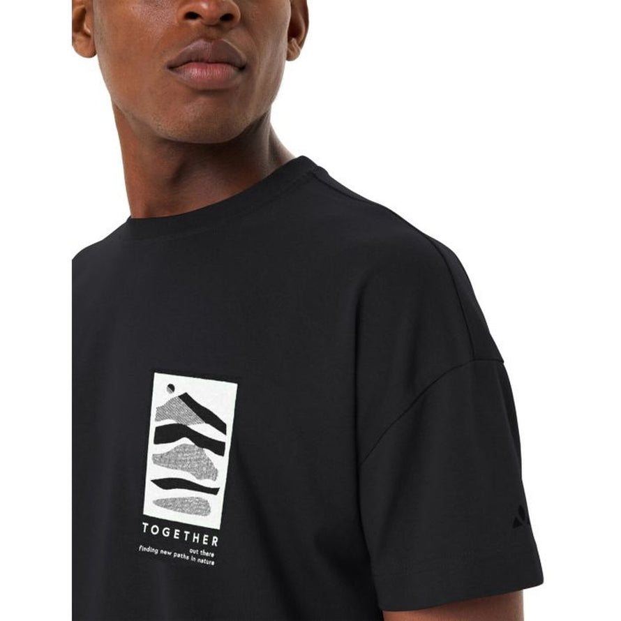 T-shirt Vaude Coton Bio Homme Redmont noir avec motif graphique nature, confortable et écologique