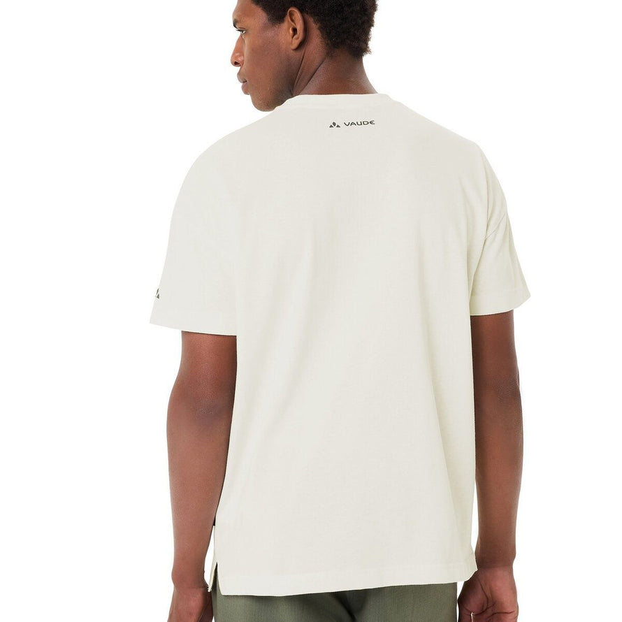 Vue arrière du t-shirt Vaude Men Redmont Heavyweight couleur crème, confortable et résistant pour cyclistes