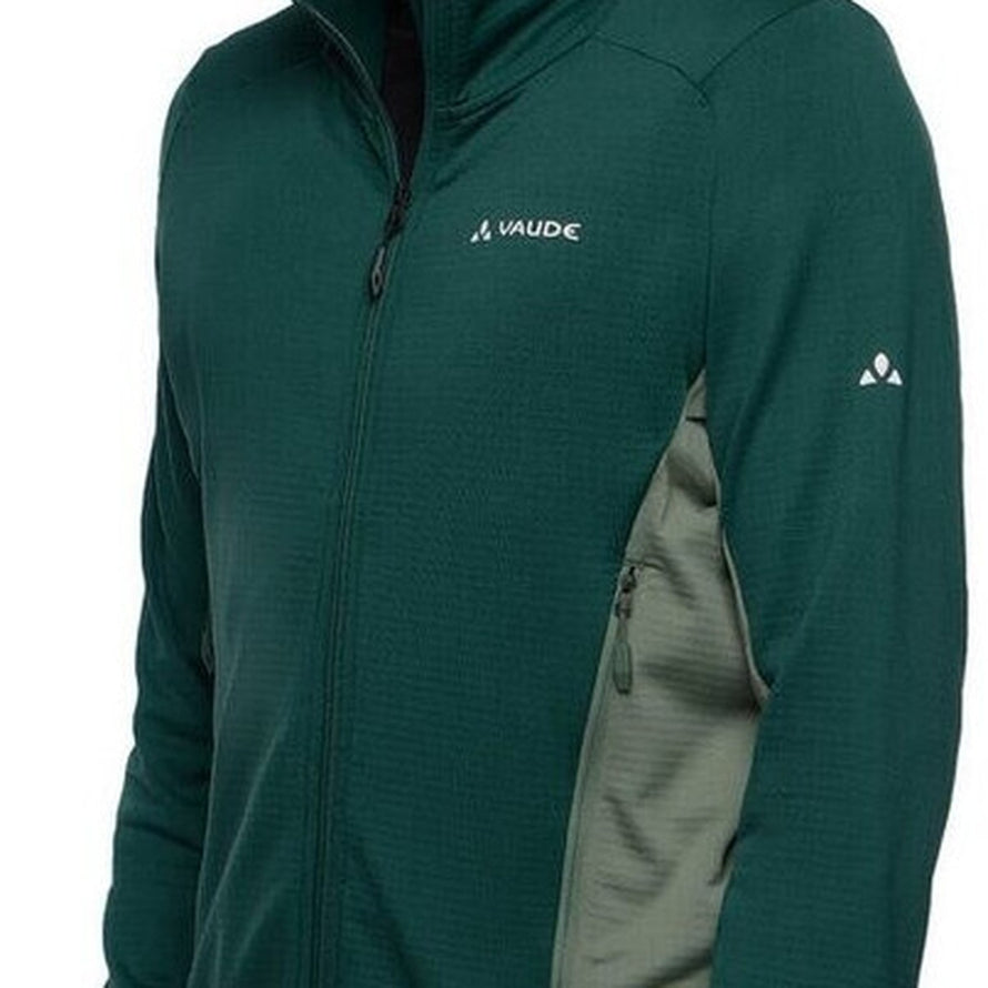Veste polaire homme Vaude Monviso Fleece FZ Jacket II vert forestier avec zip et poches zippées pour outdoor