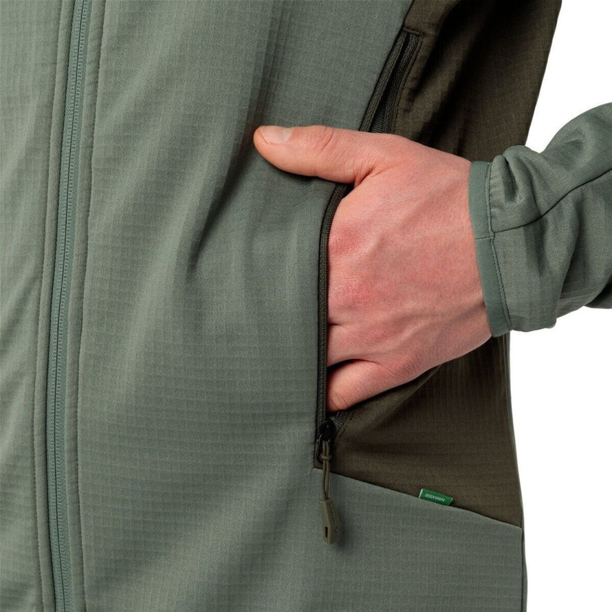 Veste polaire homme Vaude Monviso FZ II kaki avec poches zippées et tissu technique pour confort outdoor