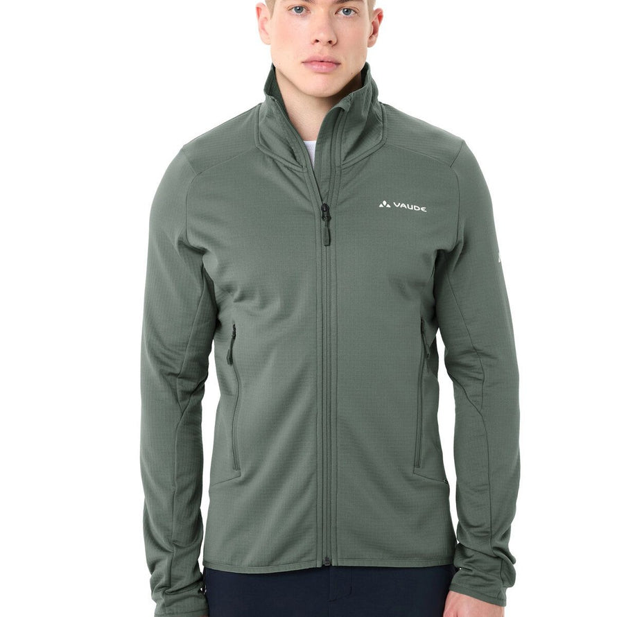 Veste polaire homme Vaude Monviso FZ II vert kaki avec zip complet et poches pour activités outdoor confortables