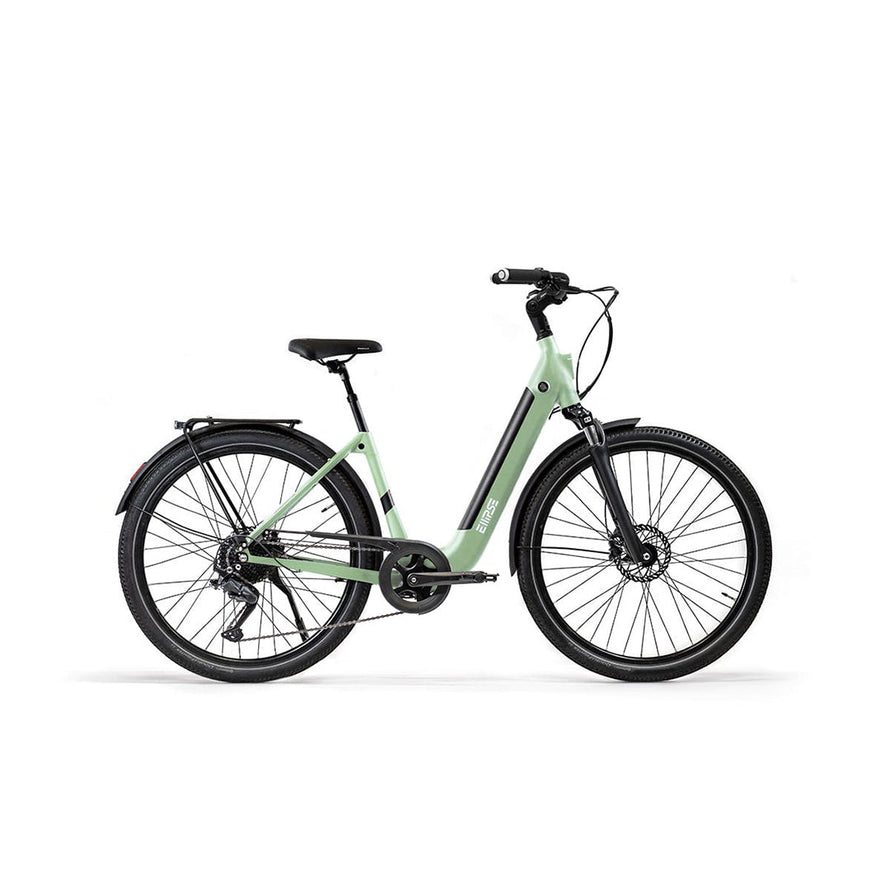 Vélo électrique Ellipse E2 ST Chaîne Fourche Suspendue Kaki Clair L Tige de selle télescopique Cruiser