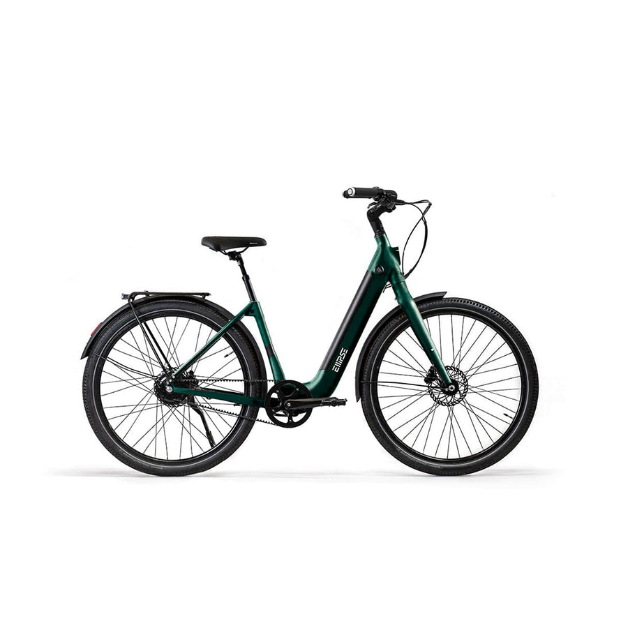 Vélo électrique Ellipse E2 ST Courroie Fourche Rigide Vert Anglais L Tige de selle télescopique Cruiser