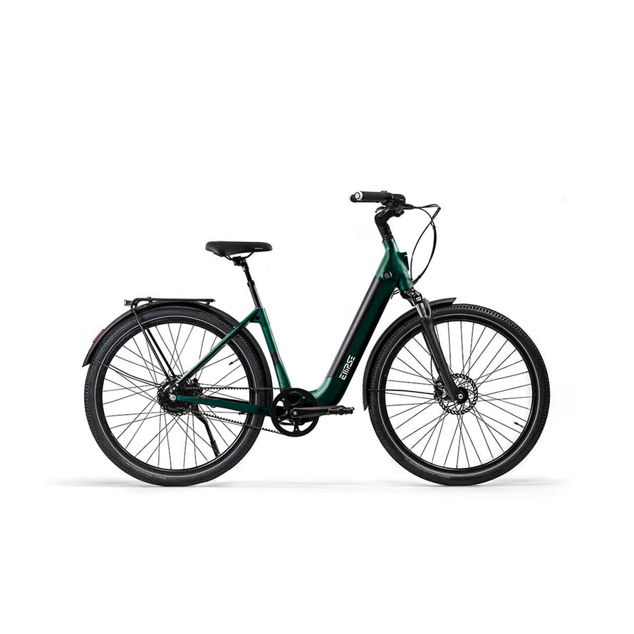 Vélo électrique clignotants intégrés Ellipse courroie fourche suspendue Vert Anglais M (tige de selle suspendue) Cruiser