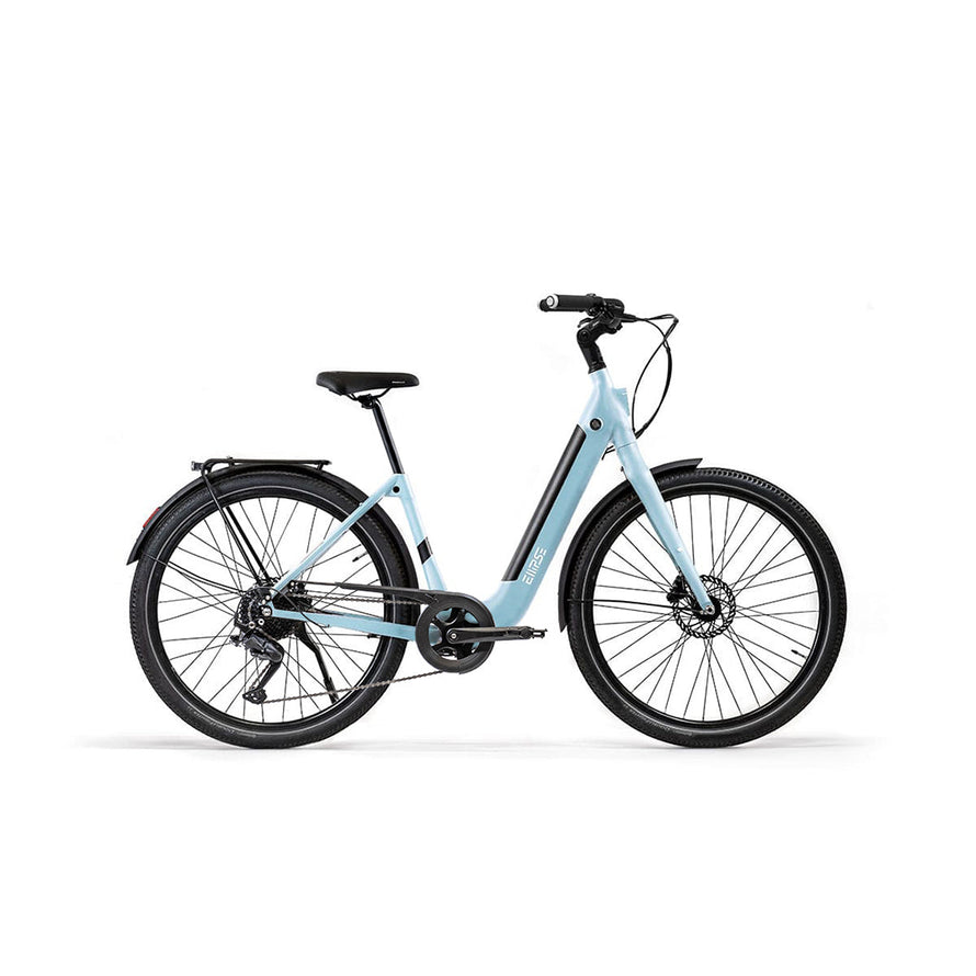 Vélo électrique Ellipse E2 ST Chaîne Fourche Rigide Bleu Clair Tige de Selle Rigide Cruiser