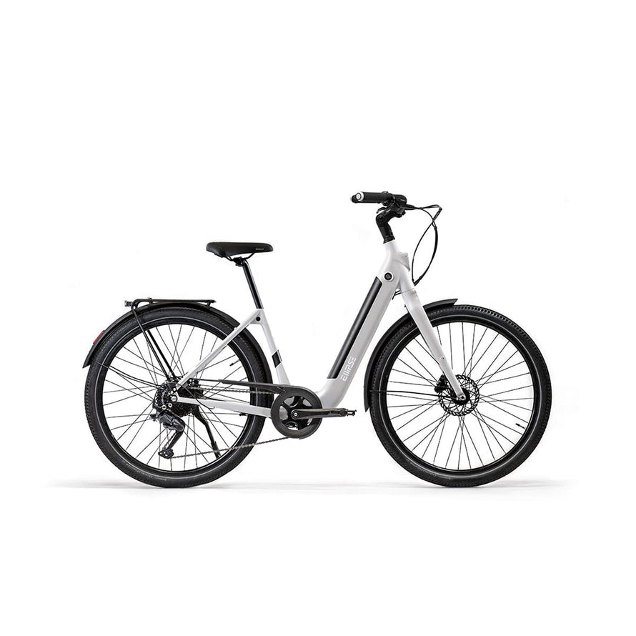 Vélo électrique clignotants integres Ellipse E2 ST Chaîne Fourche Rigide Gris Lune Tige de Selle Rigide Cruiser