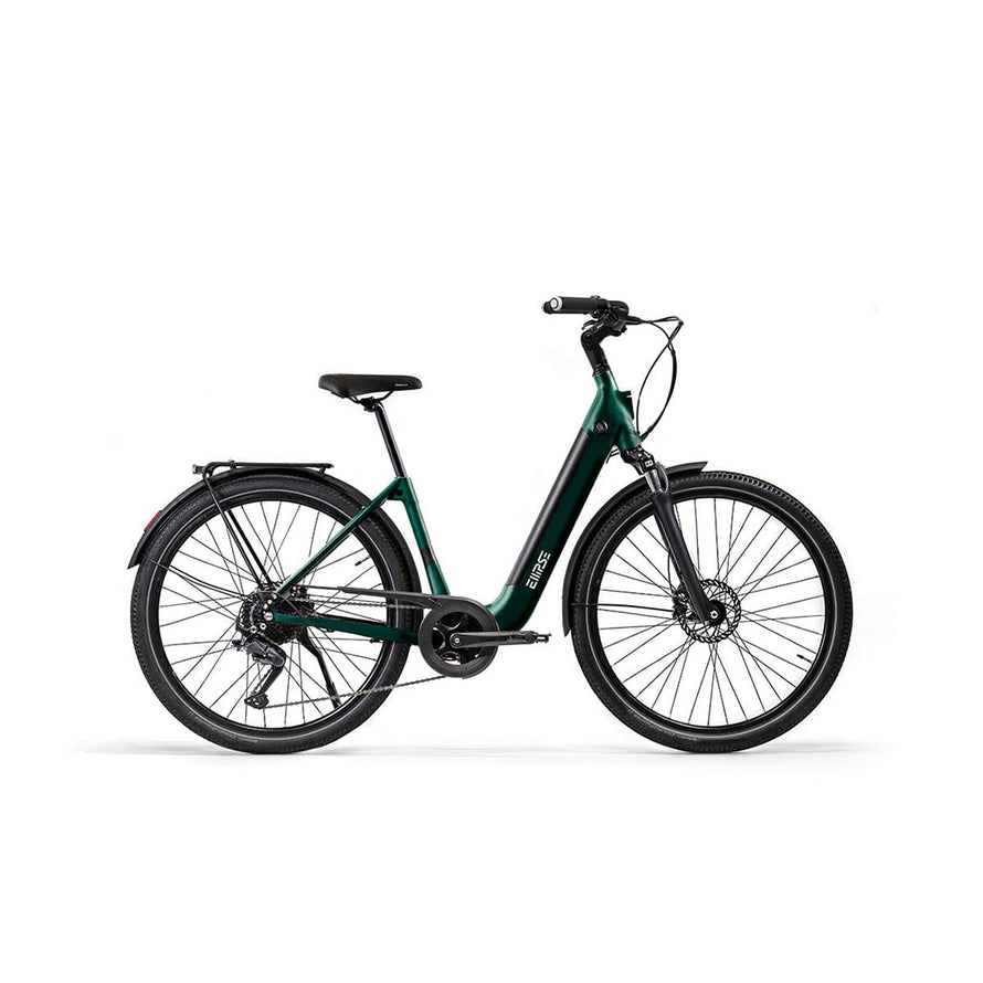 Vélo électrique clignotants integres Ellipse E2 ST Chaîne Fourche Suspendue Vert Anglais Tige de Selle Rigide Cruiser