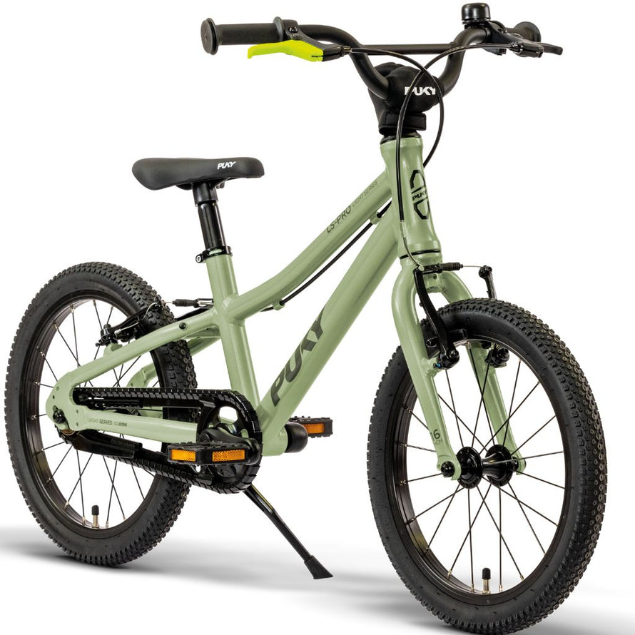 Vélo enfant PUKY LS-PRO 16 pouces vert, aluminium léger avec béquille et sonnette pour les premières balades sécurisées