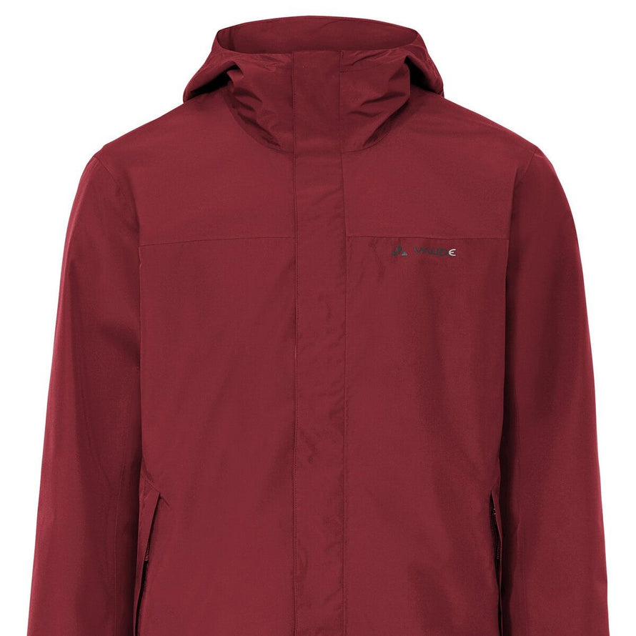 Veste imperméable homme Vaude Strathcona rouge bordeaux, coupe ajustée et protection optimale contre la pluie