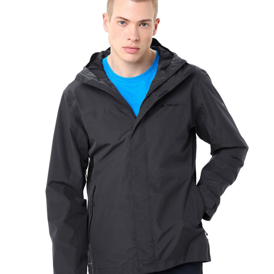 Veste imperméable homme Vaude Strathcona noire avec capuche, idéale pour cyclistes urbains sous la pluie - vue 2