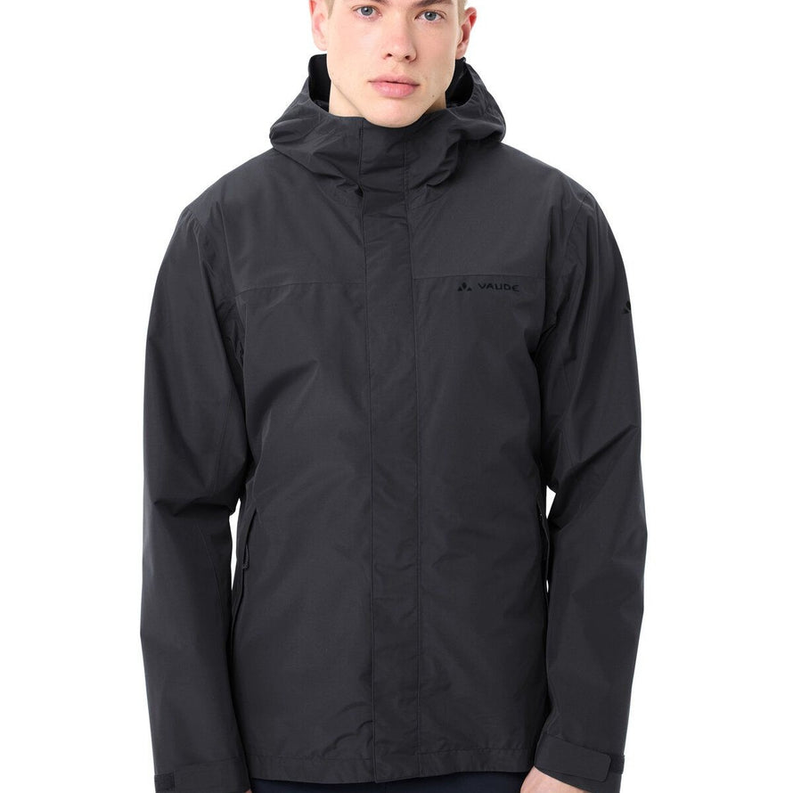 Veste imperméable homme Vaude Strathcona noire avec capuche, idéale pour cyclistes urbains sous la pluie - vue 3