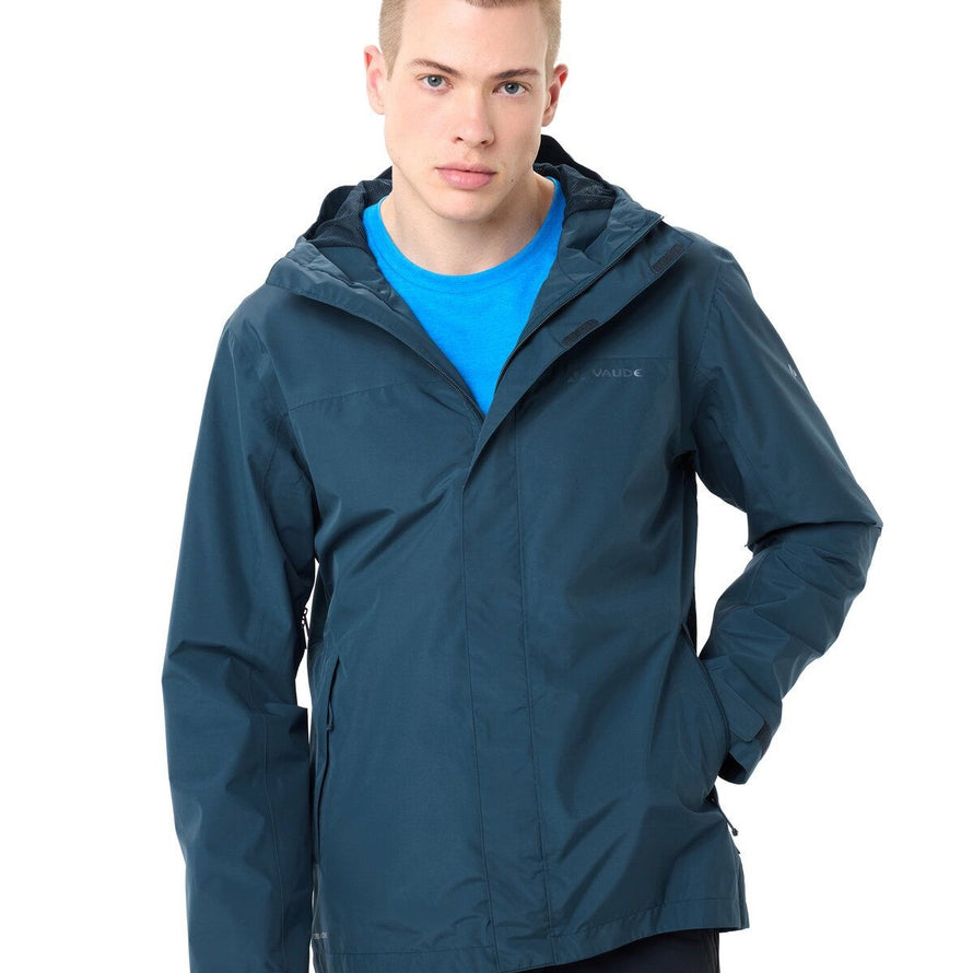 Veste imperméable homme Vaude Strathcona bleu marine, coupe ergonomique et protection durable contre la pluie