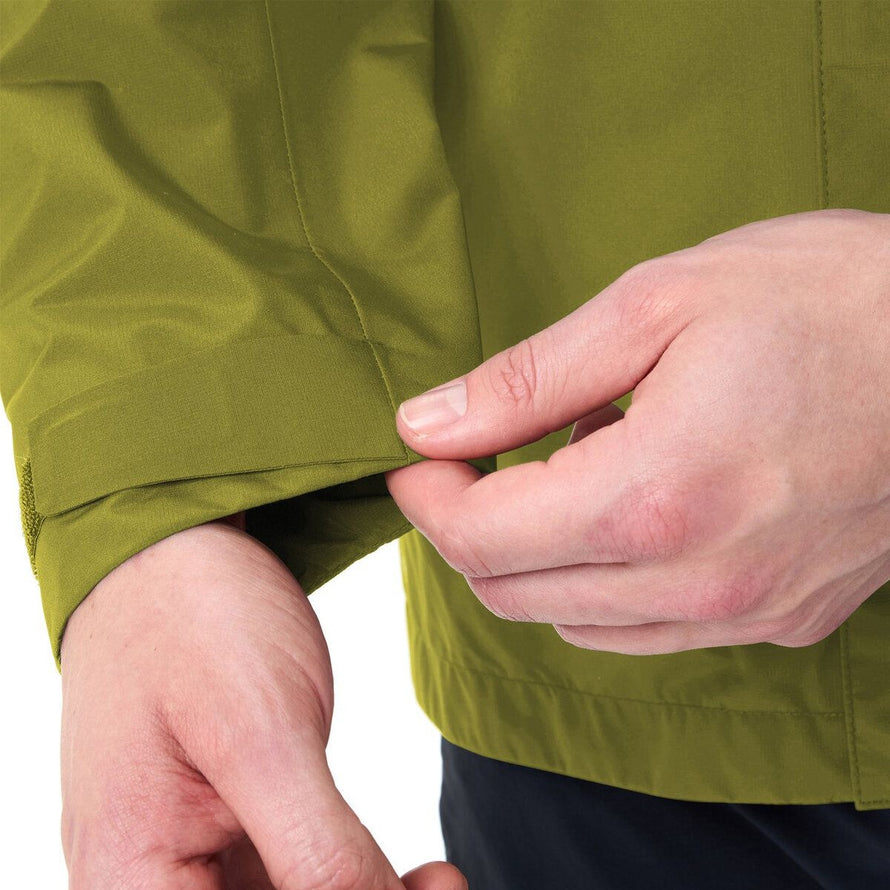 Veste imperméable homme Vaude Strathcona vert réglable aux manches pour un confort optimal à vélo