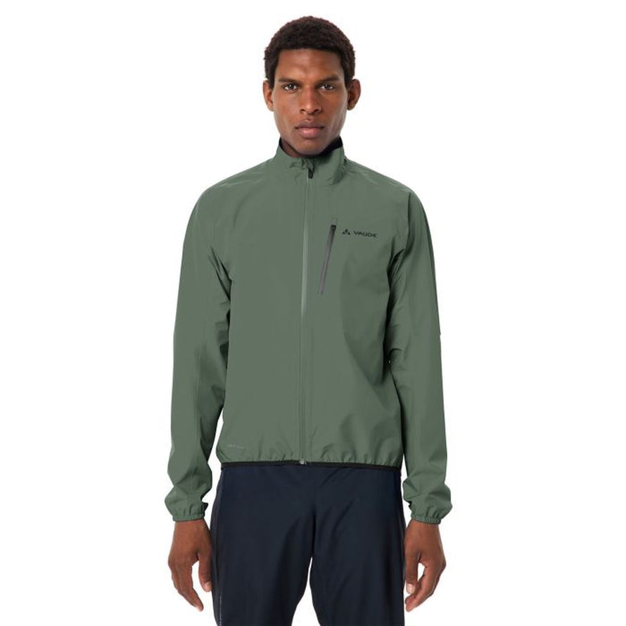 veste pluie homme vaude drop iii verte avec zip poitrine imperméable et légère pour cyclisme