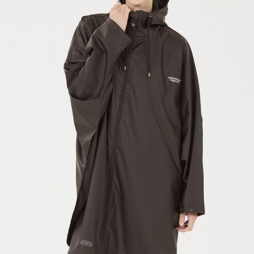 Veste pluie vélo 66 Weather Report Flame imperméable chocolat avec capuche et zip frontal pour cycliste