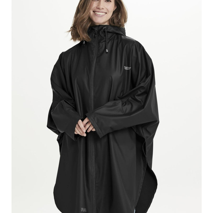 Veste imperméable ample 66 Weather Report Flame noire avec capuche et zip pour cycliste