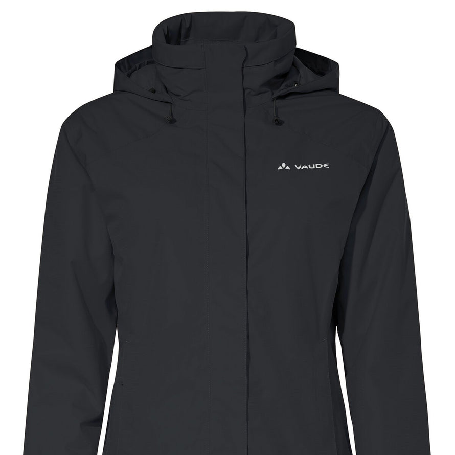 Veste de pluie vélo femme matelassée Vaude Escape noire, imperméable et confortable pour sorties cyclistes