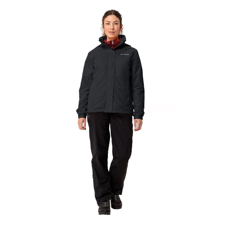 Veste de pluie matelassee Vaude Escape femme noire, coupe ajustee et impermee pour cyclisme sous la pluie