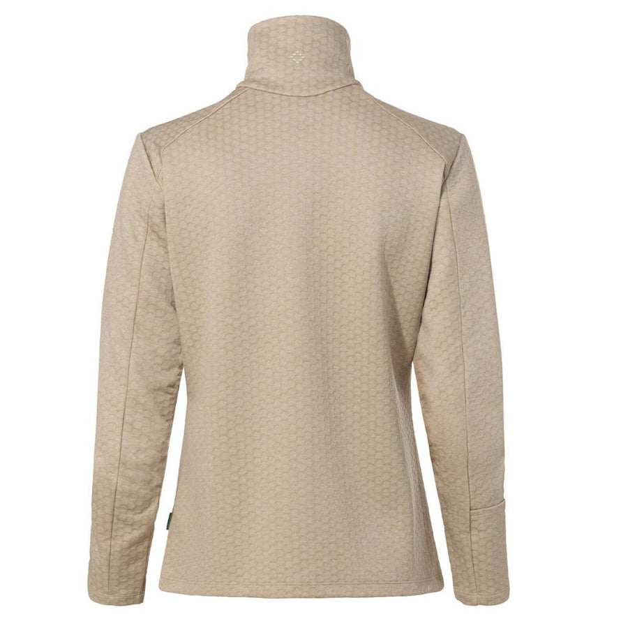 Veste polaire femme Vaude Skomer SC beige avec zip de poche, idéale pour randonnée et confort outdoor